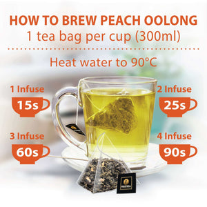 Infusion of peach oolong tea, cold brew oolong tea bags